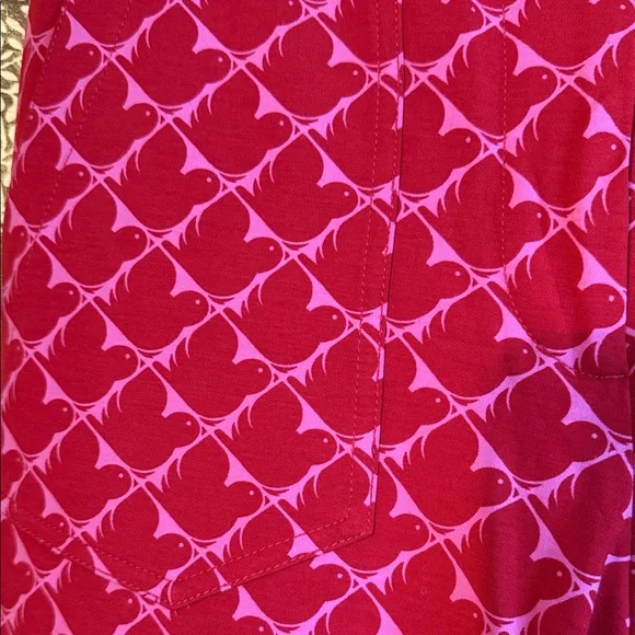 Anthropologie Maeve Naomi full length pant in red and pink bird print size 10 - Picture 2 of 4